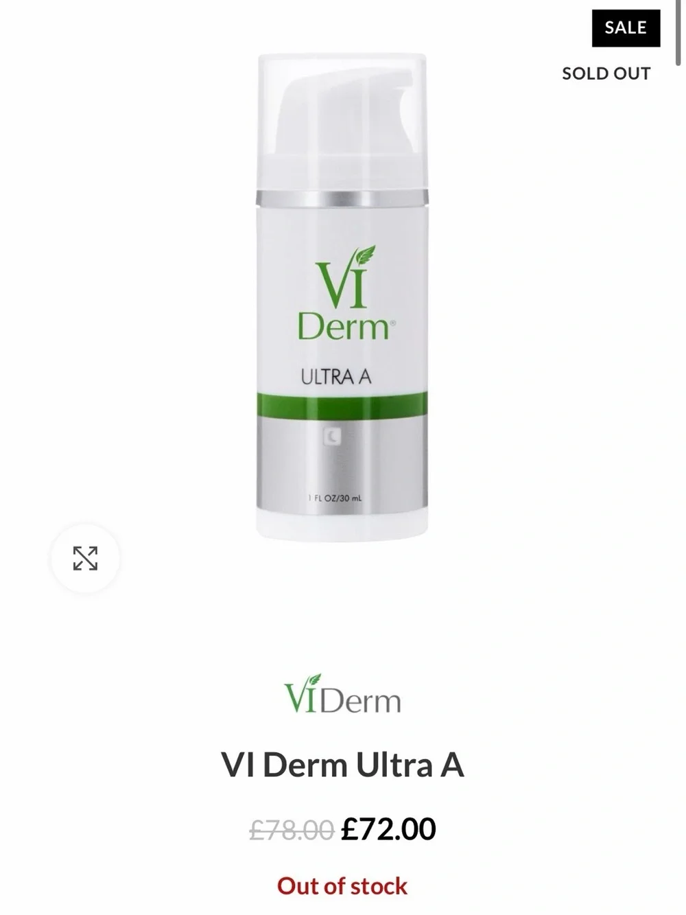 Vi Derm Ultra A Cream 1 FL OZ/ 30 mL‎